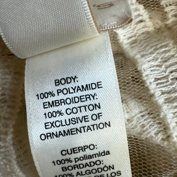 Chico's Lace Embroidered Fringe Sheer Mesh Duster Kimono Women's Large Cream - Picture 6 of 7